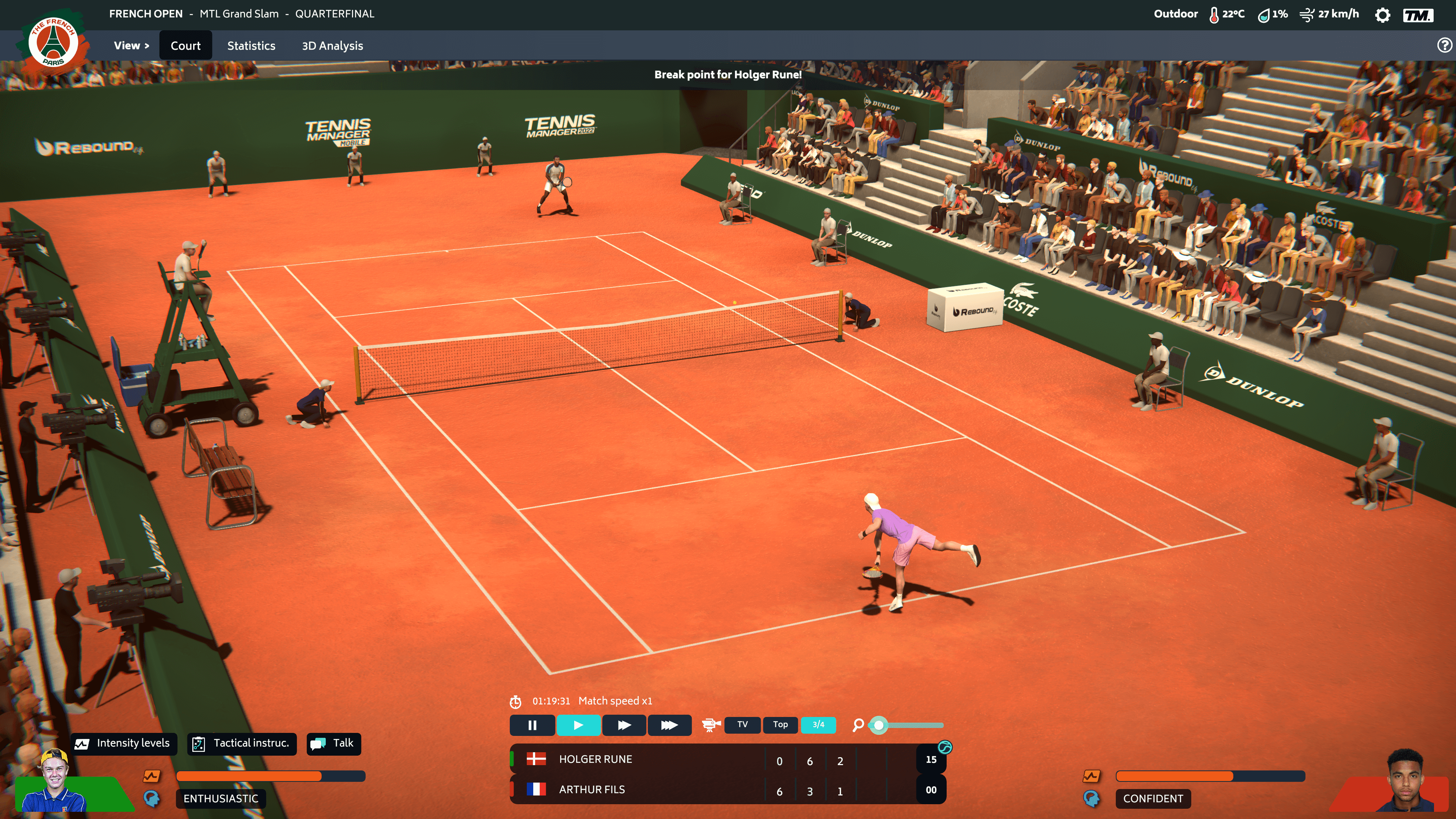 Tennis Manager 2022 betritt am 17