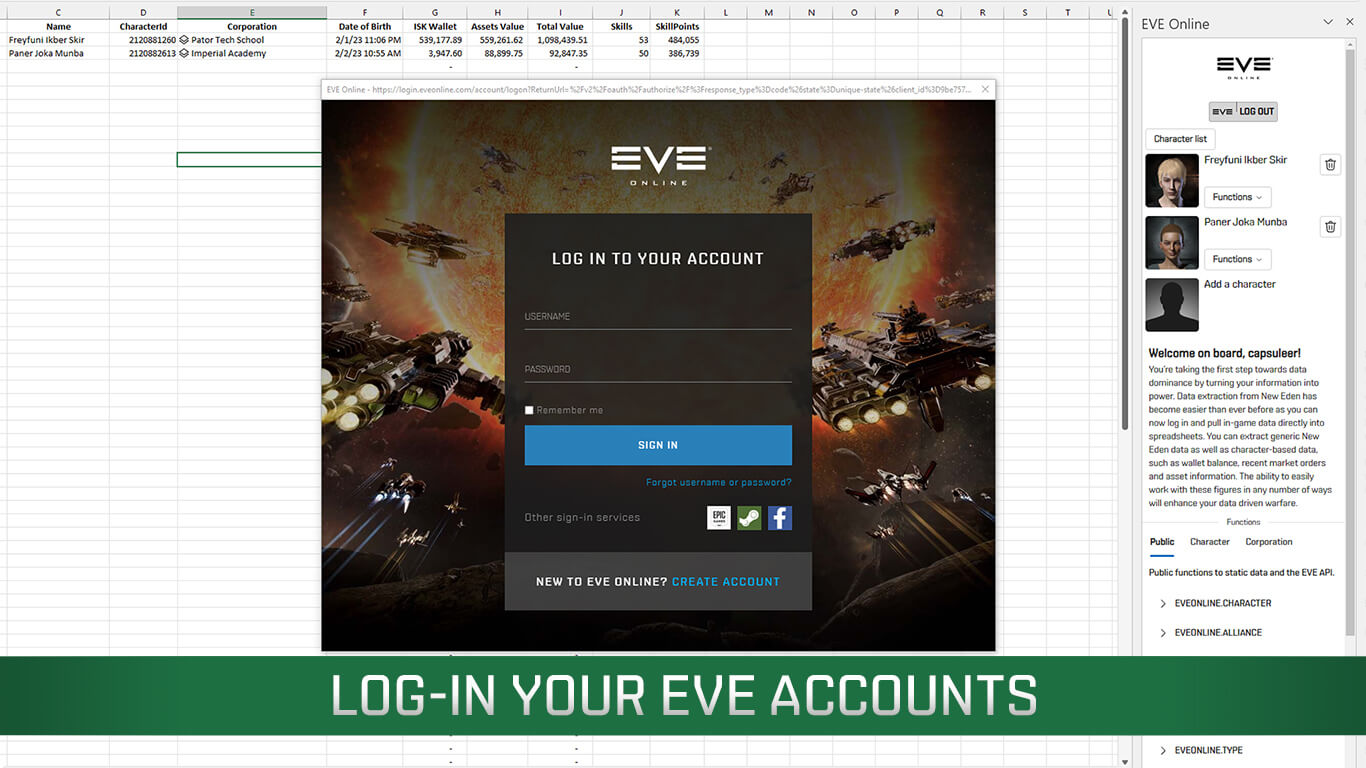 CCP Games launches Microsoft Excel add-in for EVE Online, transforming  gameplay with enhanced data analysis and visualization 👾 COSMOCOVER - The  best PR agency for video games in Europe!